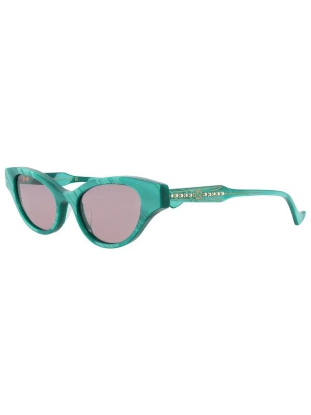 New Gucci Womens Cat Eye Green Green Violet Fashion Designer Sunglasses